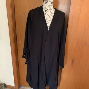 AVENUE Black Kimono/Swim Coverup with tassels. 26/28. New without tags